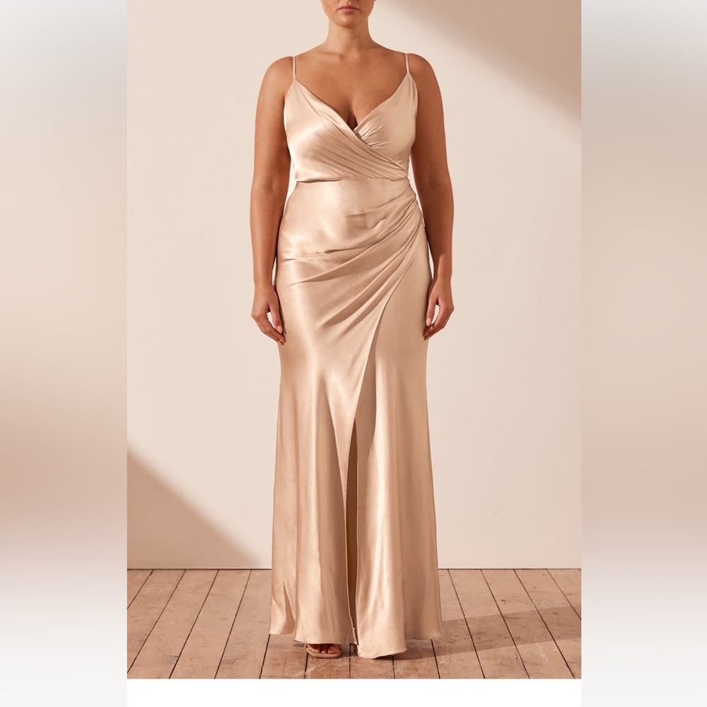 Shona Joy La Lune Cross Draped Maxi Dress in Desert Rose (Aus 14/US 10)